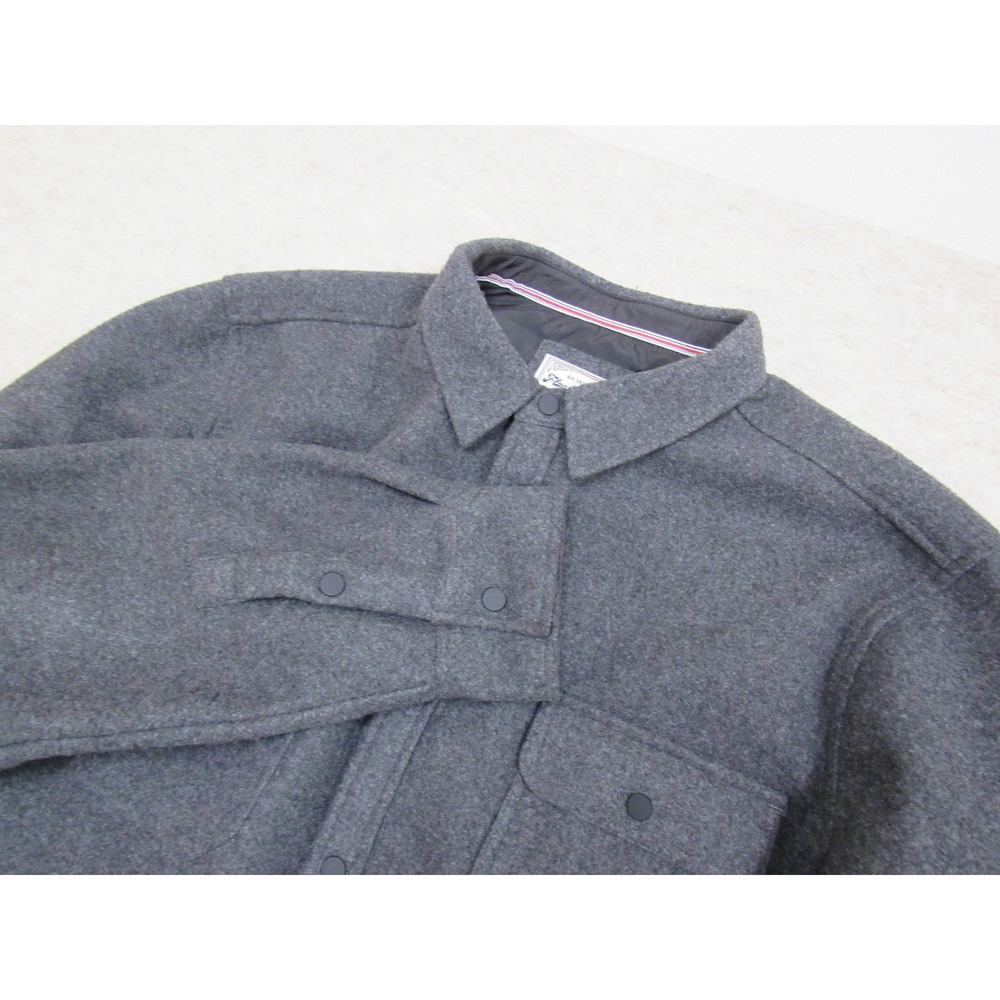 Flag & Anthem Mens Gray Brushed Cotton Snap Front Shirt Jacket Size LT